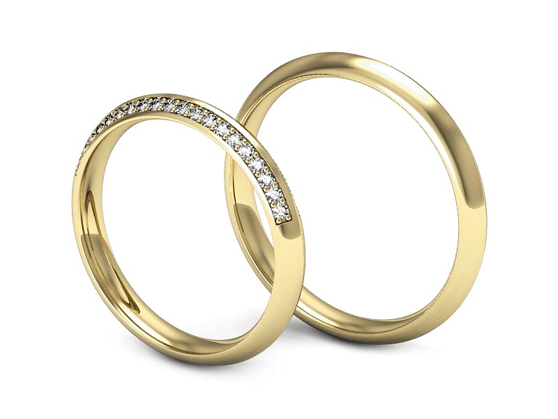 Złote Obrączki z diamentami obrączki złoto 14k - P30180T200z — zdjęcie 3