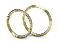 Obrączki ślubne obrączki z diamentami z żółtego złota 585 - P30180T208z- 3