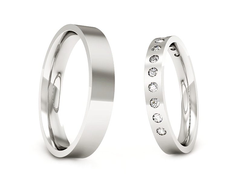 Obrączki z diamentami złote białe złoto 585 - P3040160T160b — zdjęcie 3