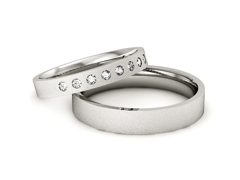 Obrączki z diamentami białe złoto 585 - P3040160T160bms — zdjęcie 2