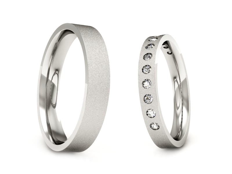 Obrączki z diamentami białe złoto 585 - P3040160T160bms — zdjęcie 3