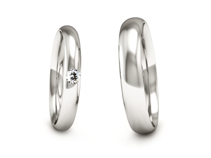 Obrączki z diamentem złote białe złoto 585 - P3040170T157b — zdjęcie 3