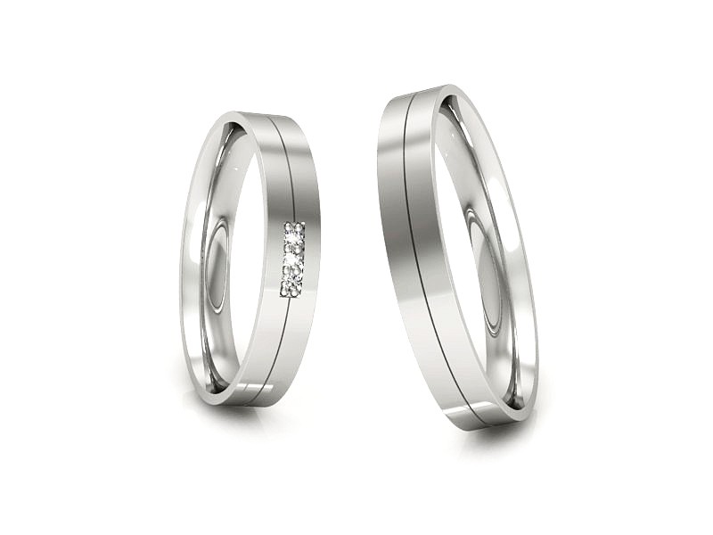 Obrączki zlote z diamentami złote białe 14k - P35120T93b — zdjęcie 3