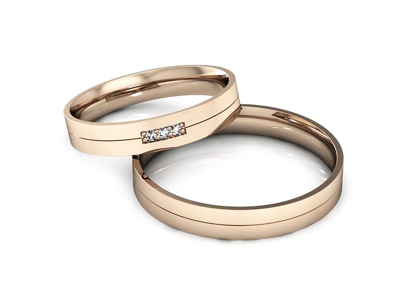 Obrączki z brylantami obrączki różowe złoto 585 - P35120T93c — zdjęcie 2