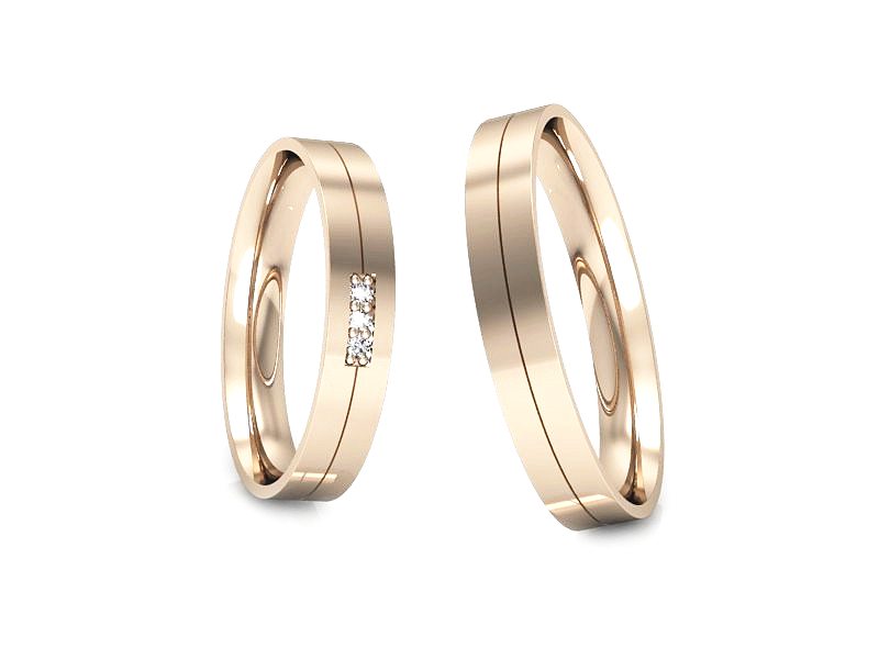 Obrączki z brylantami obrączki różowe złoto 585 - P35120T93c — zdjęcie 3