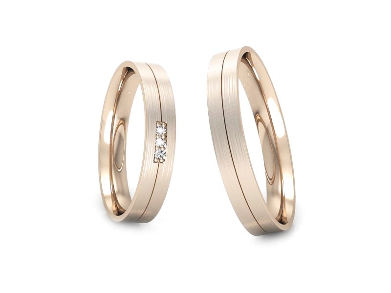 Obrączki z brylantami obrączki różowe złoto - P35120T93cmp — zdjęcie 3