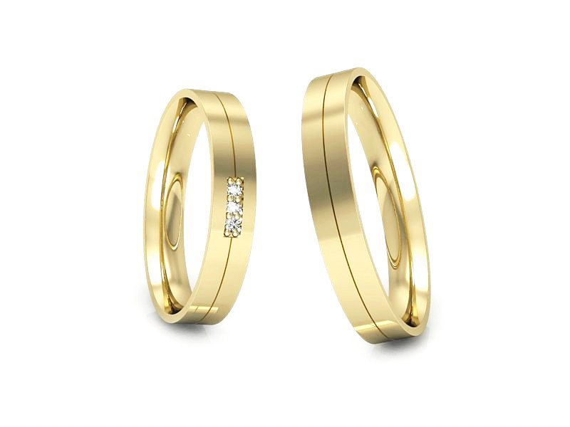 Obrączki zlote z diamentami soczewkowe obrączki - P35120T93z — zdjęcie 3