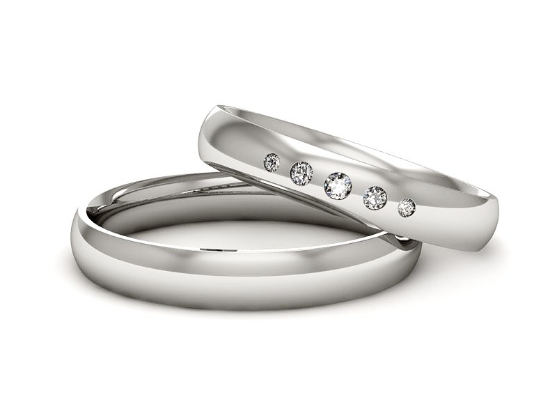 Złote Obrączki z diamentami Obrączki złoto 585 - P35160T153b — zdjęcie 3