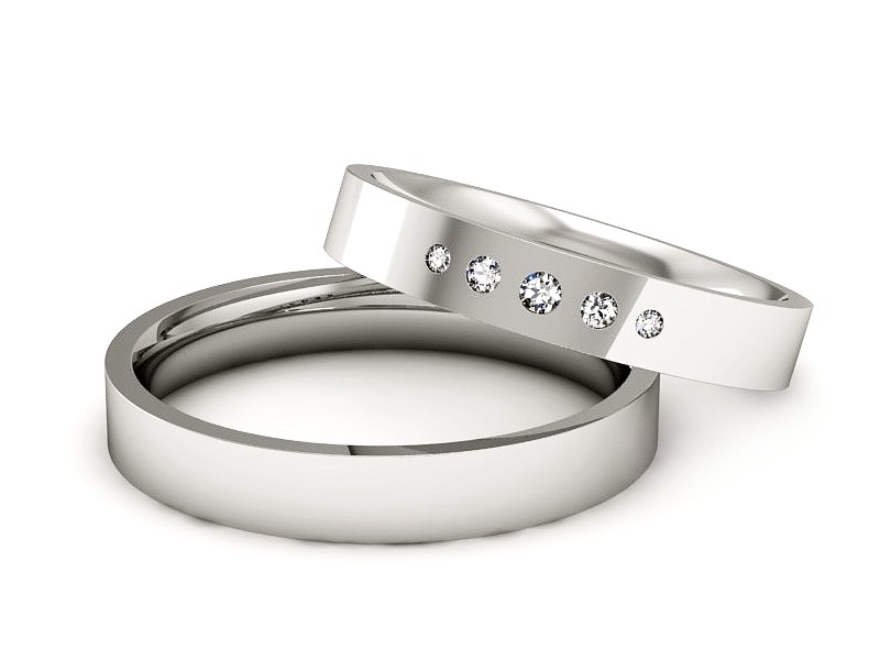 Obrączki z diamentami obraczki białe złoto - P35170T159b — zdjęcie 2