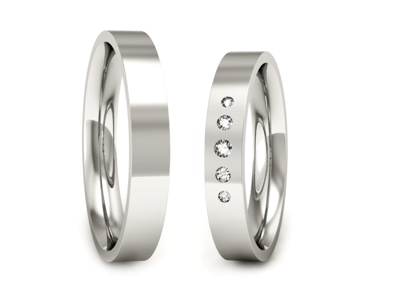 Obrączki z diamentami obraczki białe złoto - P35170T159b — zdjęcie 3