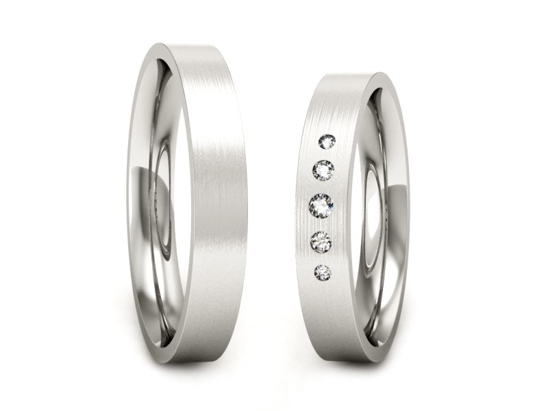 Obrączki z diamentami złote białe złoto 585 - P35170T159bmp - 3