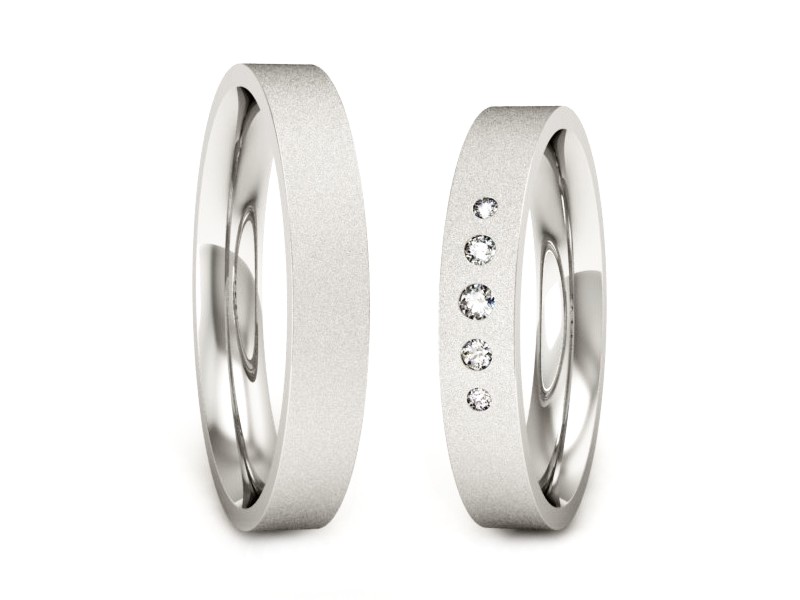 Obrączki z diamentami złote białe złoto 585 - P35170T159bms — zdjęcie 3