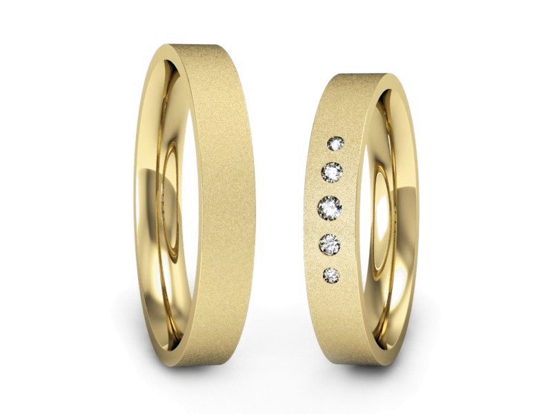 Złote Obrączki z diamentami złote obrączki - P35170T159zms — zdjęcie 3