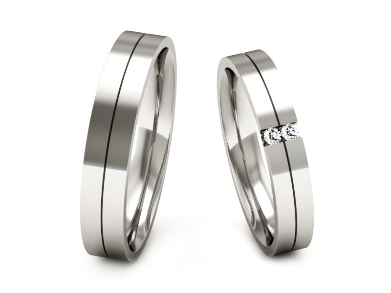 Obrączki z diamentami złote białe złoto 585 - P3540150T158b — zdjęcie 3