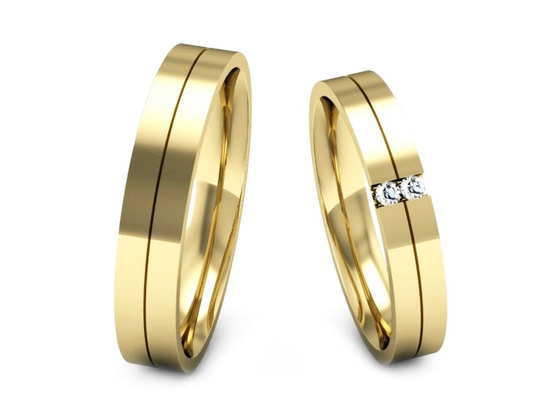 Złote Obrączki z diamentami złote obrączki - P3540150T158z — zdjęcie 3