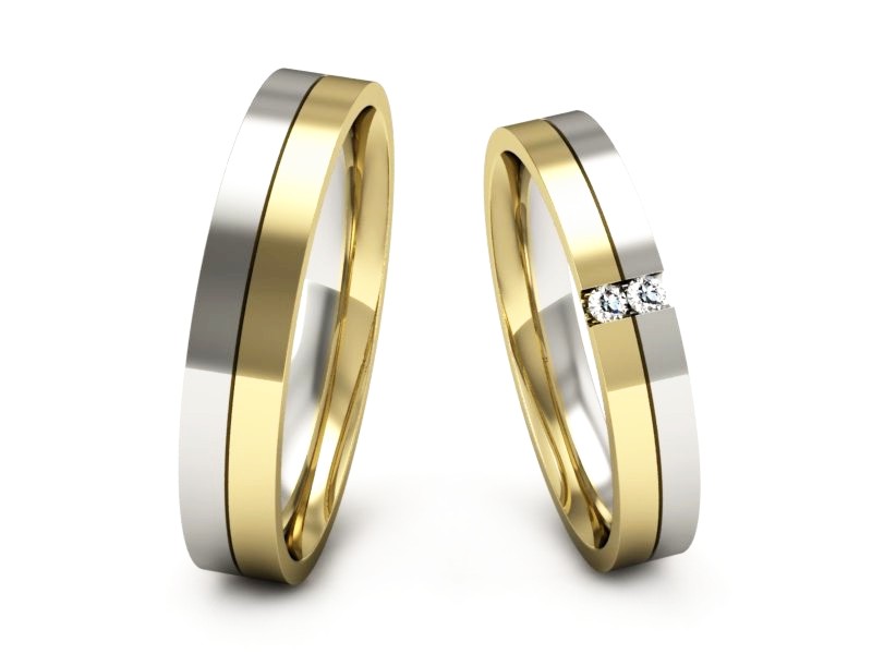 Obrączki z brylantami dwukolorowe złoto - P3540150T158zb — zdjęcie 3