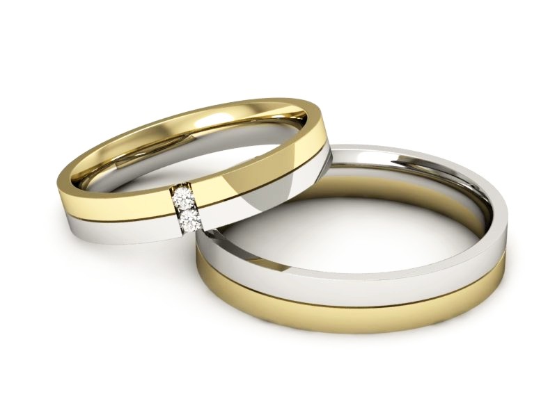 Obrączki z brylantami dwukolorowe złoto - P3540150T158zb — zdjęcie 2
