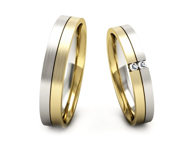 Obrączki z brylantami dwukolorowe złoto - P3540150T158zbmp — zdjęcie 3