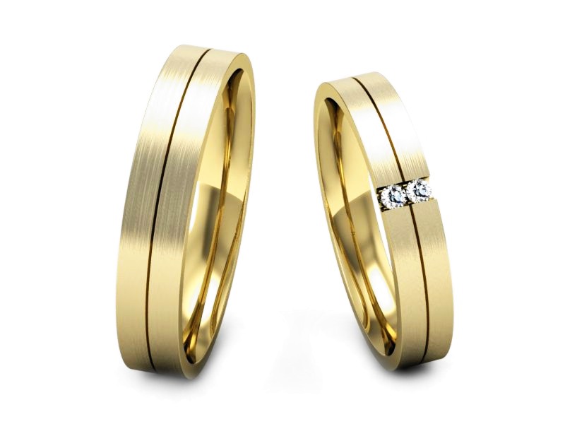 Złote Obrączki z diamentami złote obrączki - P3540150T158zmp — zdjęcie 3