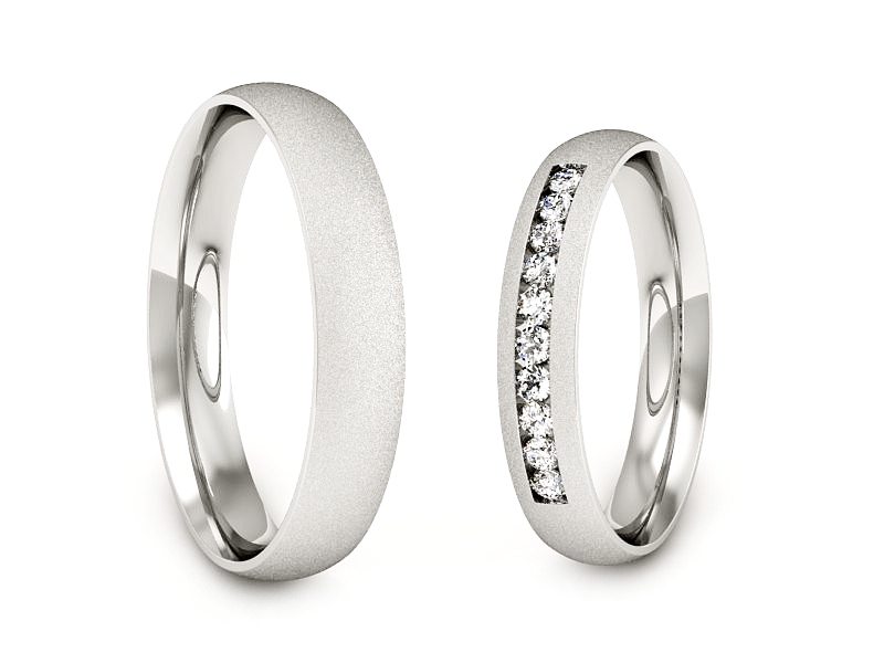 Obrączki z diamentami białe złoto 585 - P3540150T168bms — zdjęcie 3