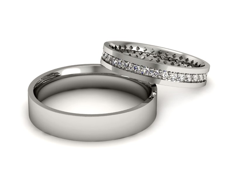 Obrączki z diamentami złote białe złoto 585 - P3545150T161b — zdjęcie 2