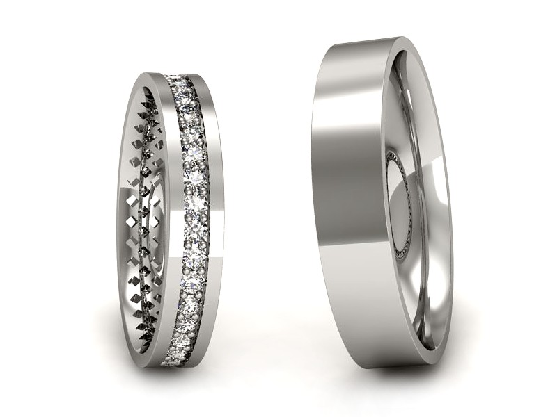 Obrączki z diamentami złote białe złoto 585 - P3545150T161b — zdjęcie 3