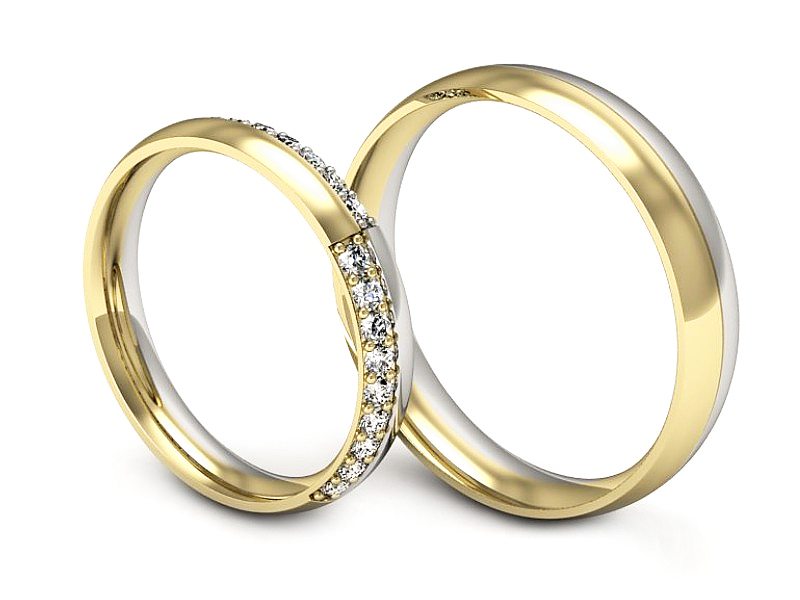 Obrączki z brylantami dwukolorowe złoto - P3545160T164zb — zdjęcie 3