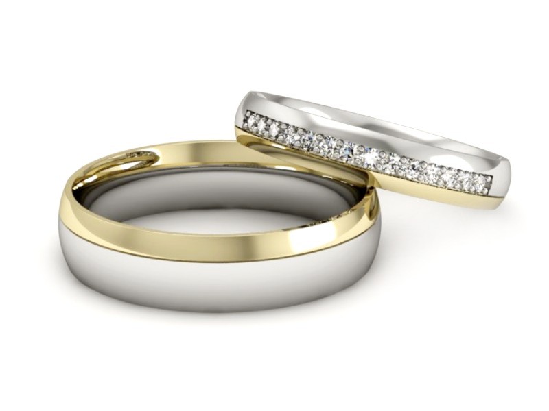 Złote Obrączki z brylantami dwukolorowe - P3550150t154zb — zdjęcie 2