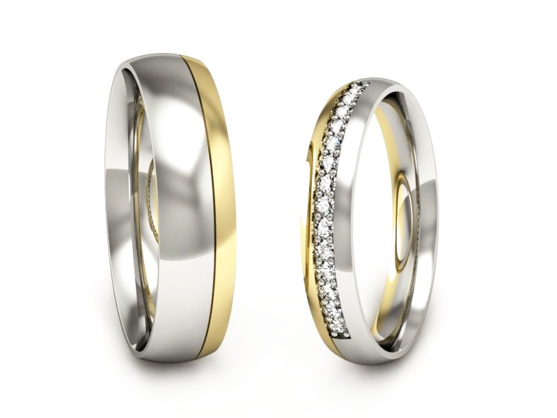 Złote Obrączki z brylantami dwukolorowe - P3550150t154zb — zdjęcie 3