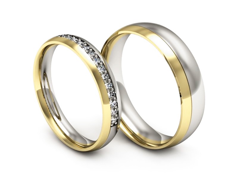 Złote Obrączki z brylantami dwukolorowe - P3550150t154zb