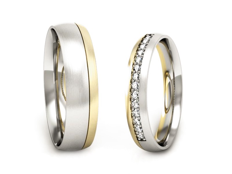 Złote Obrączki z brylantami dwukolorowe - P3550150t154zbmp — zdjęcie 3