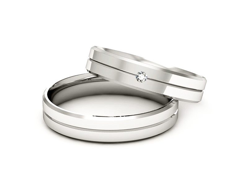 Złote Obrączki z brylantem obrączki grawer - P40120T182b — zdjęcie 2