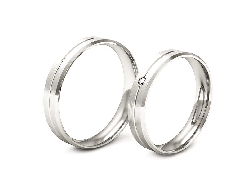 Obrączki z diamentem złote białe złoto 585 - P40120T182bmp — zdjęcie 3