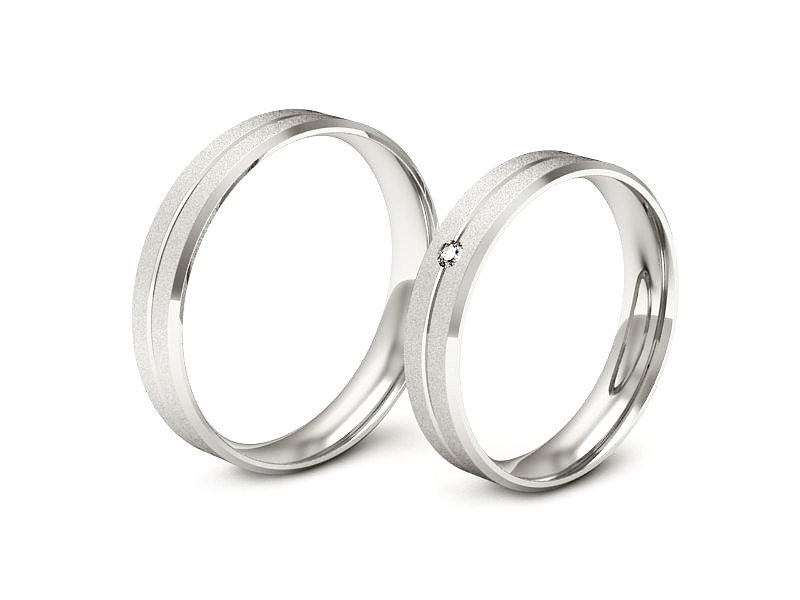 Obrączki ślubne obrączki z diamentem złote białe złoto 585 - P40120T182bms - 3