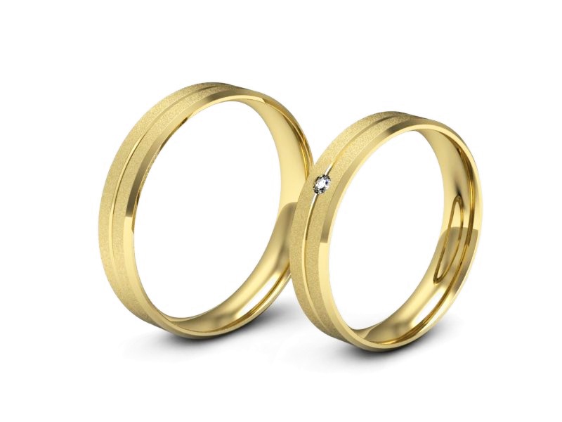 Obrączki ślubne obrączki z diamentem złote żółte złoto 14k - P40120T182zms - 3
