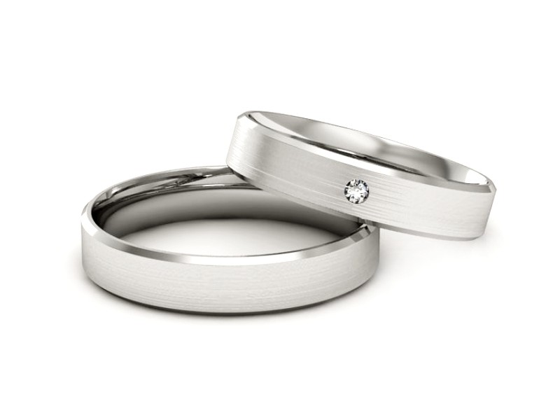 Obrączki z diamentem złote białe złoto 585 - P40120T183bmp — zdjęcie 2