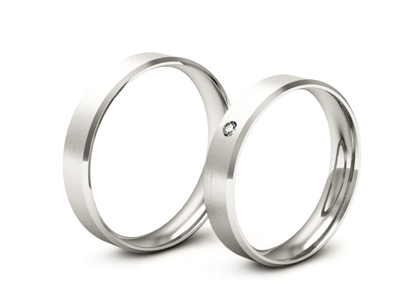 Obrączki z diamentem złote białe złoto 585 - P40120T183bmp — zdjęcie 3