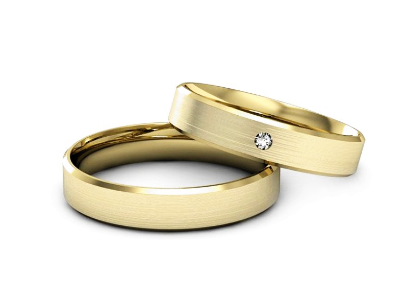 Obrączki z diamentem złote żółte złoto 585 - P40120T183zmp — zdjęcie 2