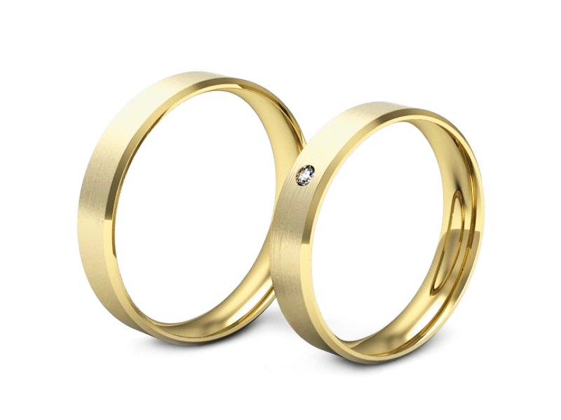Obrączki z diamentem złote żółte złoto 585 - P40120T183zmp — zdjęcie 3