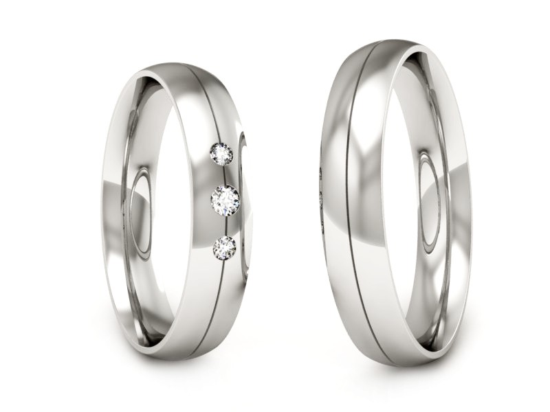 Złote Obrączki z diamentami Obrączki złoto 585 - P40150T156b — zdjęcie 3