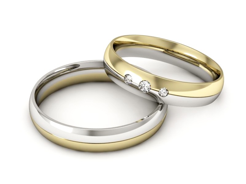 Obrączki z brylantami dwukolorowe złoto 585 - P40150T156zb — zdjęcie 2