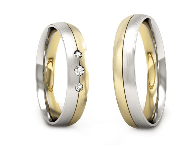 Obrączki z diamentami żółte białe złoto 585 - P40150T156zbmp — zdjęcie 3