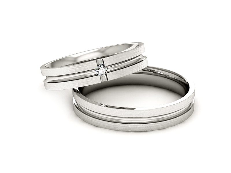 Obrączki z brylantem soczewkowe białe 585 - P40150T184bmp — zdjęcie 2