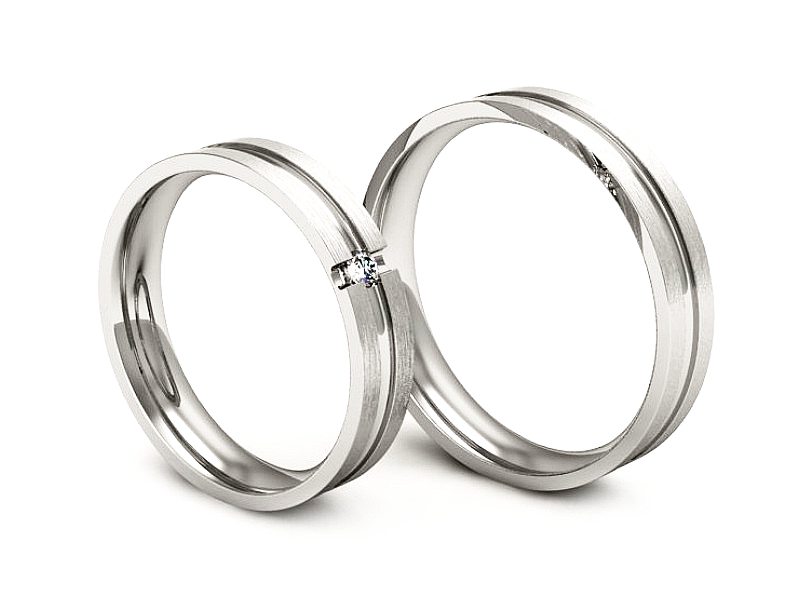 Obrączki z brylantem soczewkowe białe 585 - P40150T184bmp — zdjęcie 3