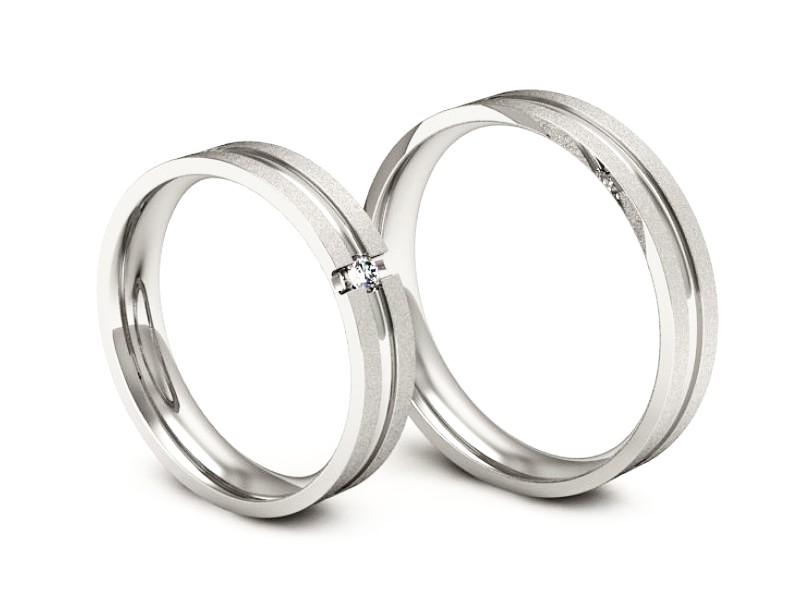 Obrączki z diamentem złote białe złoto 585 - P40150T184bms — zdjęcie 3