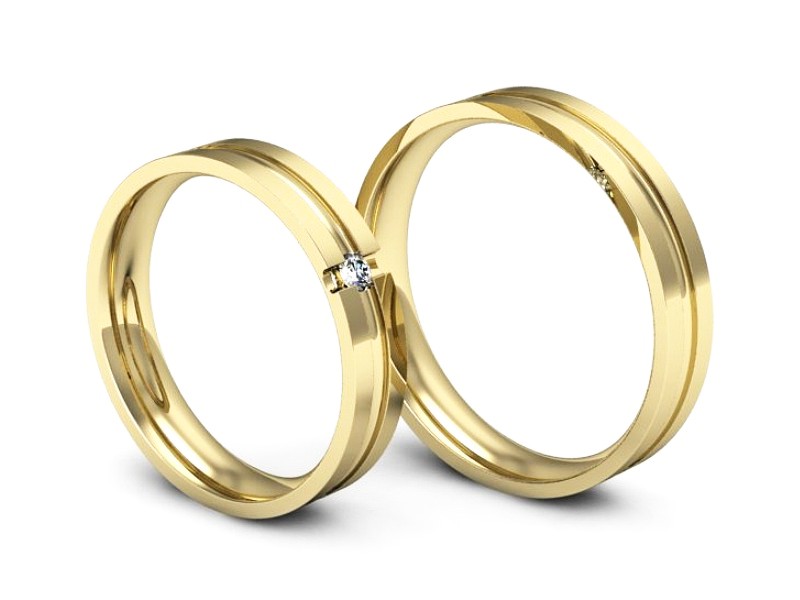 Obrączki z diamentem złote żółte złoto 14k - P40150T184z — zdjęcie 3