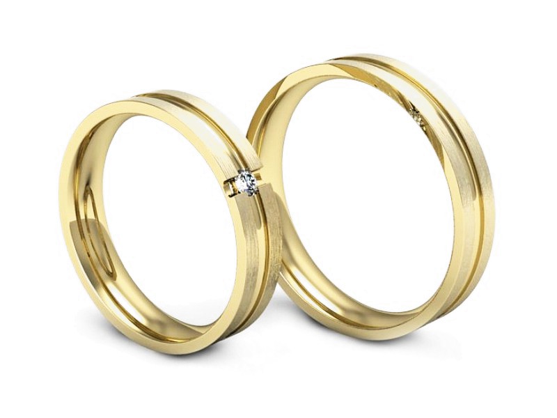 Obrączki z diamentem złote żółte złoto 14k - P40150T184zmp — zdjęcie 3