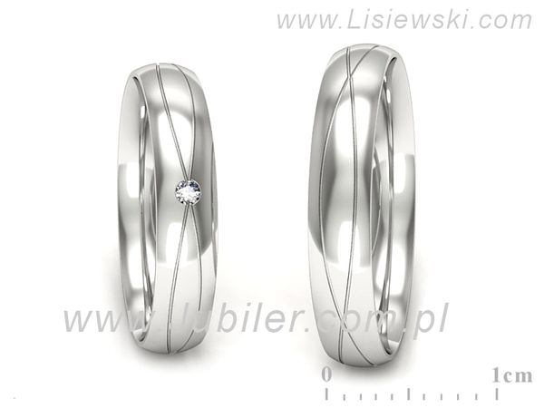 Obrączki ślubne z brylantem złote białe złoto obrączki 585 - P40150T212b- 1