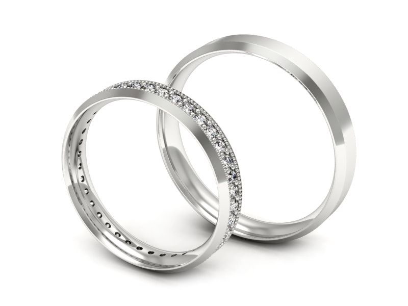 Obrączki z bialego złota z brylantami złote - P40150T220b — zdjęcie 3