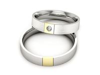 Obrączki ślubne z brylantem dwukolorowe żółte białe Au 14k - P40150T223bzmp- 2